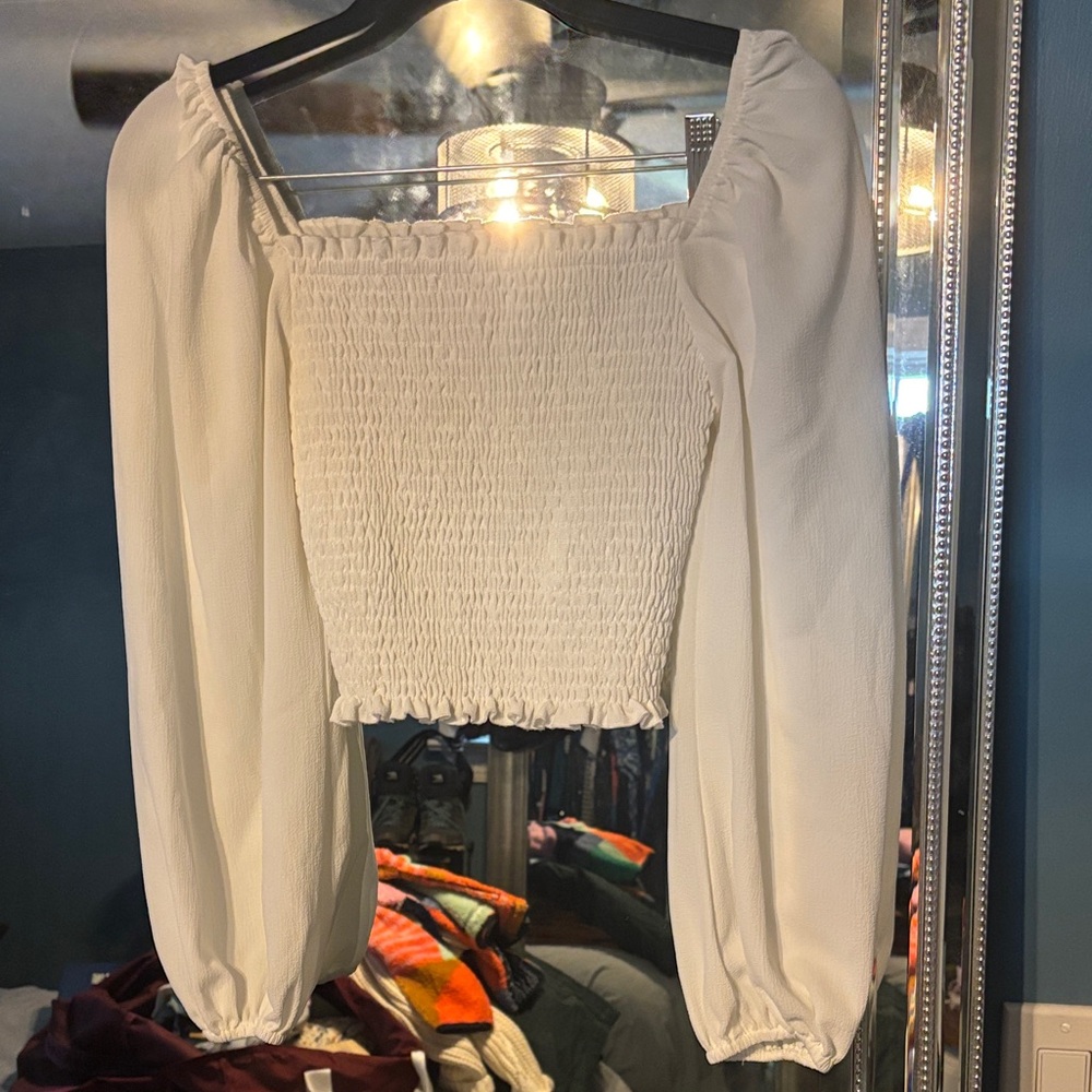 Show Me Your MuMu White Smocked Blouse